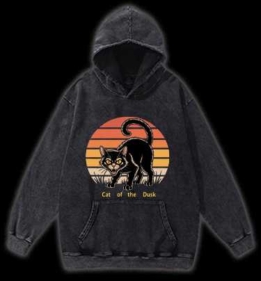 Cat of the Dusk Vintage Washed 100% Cotton Hoodie