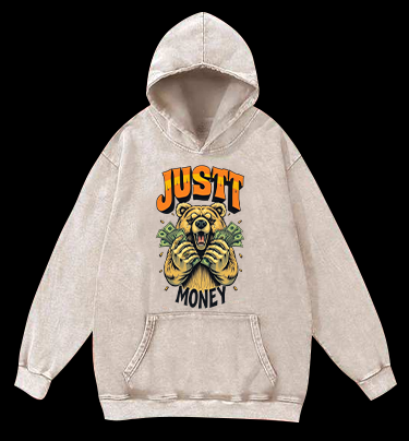 Bear's Money Roar Vintage Washed 100% Cotton Hoodie