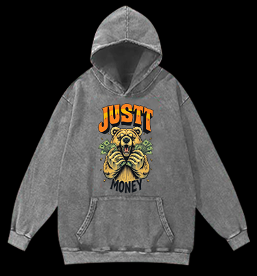 Bear's Money Roar Vintage Washed 100% Cotton Hoodie