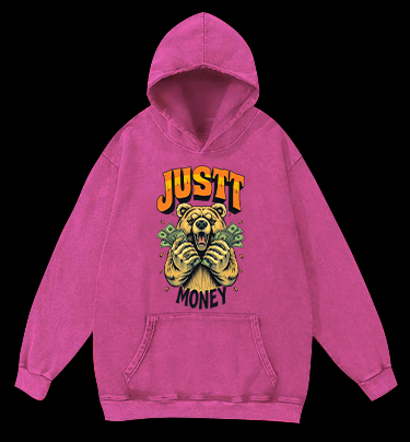 Bear's Money Roar Vintage Washed 100% Cotton Hoodie