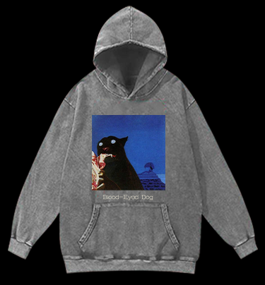 Blood-Eyed Dog Vintage Washed 100% Cotton Hoodie