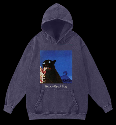 Blood-Eyed Dog Vintage Washed 100% Cotton Hoodie