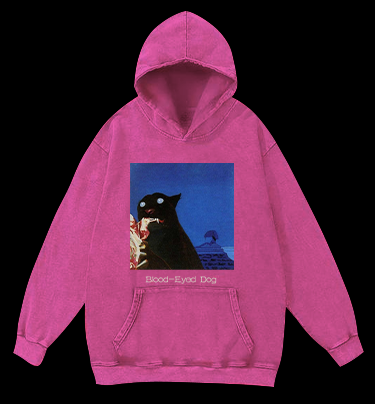 Blood-Eyed Dog Vintage Washed 100% Cotton Hoodie