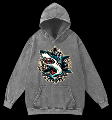 Shark Rage Vintage Washed 100% Cotton Hoodie