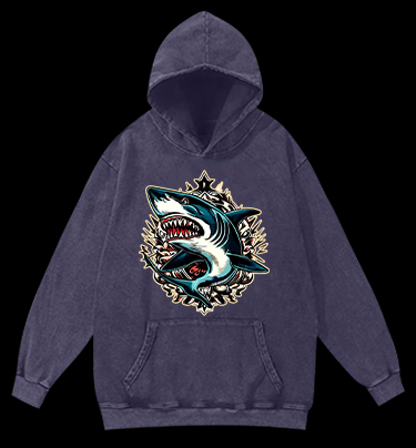 Shark Rage Vintage Washed 100% Cotton Hoodie