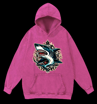Shark Rage Vintage Washed 100% Cotton Hoodie
