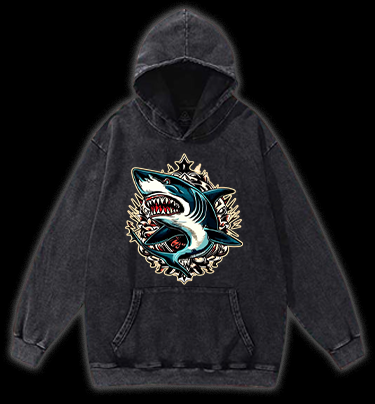 Shark Rage Vintage Washed 100% Cotton Hoodie