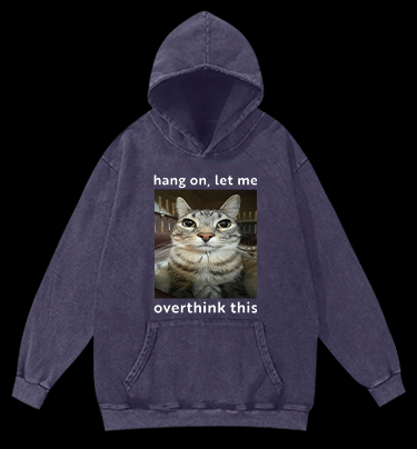 Cat's Ponder Moment on Shirt Vintage Washed 100% Cotton Hoodie