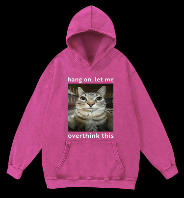 Cat's Ponder Moment on Shirt Vintage Washed 100% Cotton Hoodie