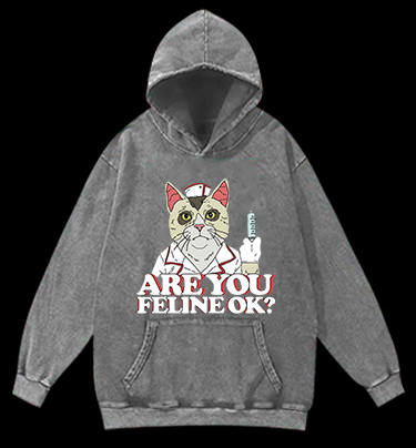 Nurse Cat's Check - up Vintage Washed 100% Cotton Hoodie