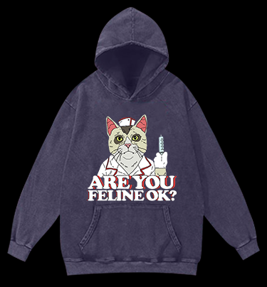 Nurse Cat's Check - up Vintage Washed 100% Cotton Hoodie