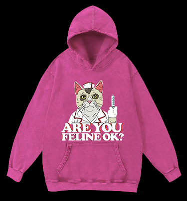 Nurse Cat's Check - up Vintage Washed 100% Cotton Hoodie
