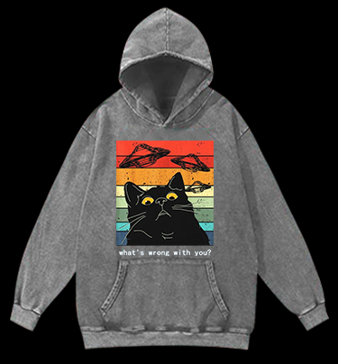 Whimsical Cat - UFO Vintage Washed 100% Cotton Hoodie