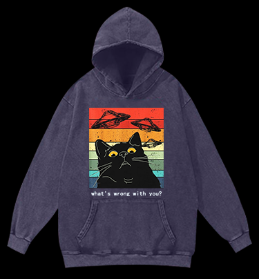 Whimsical Cat - UFO Vintage Washed 100% Cotton Hoodie