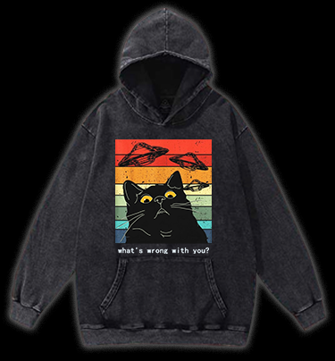 Whimsical Cat - UFO Vintage Washed 100% Cotton Hoodie