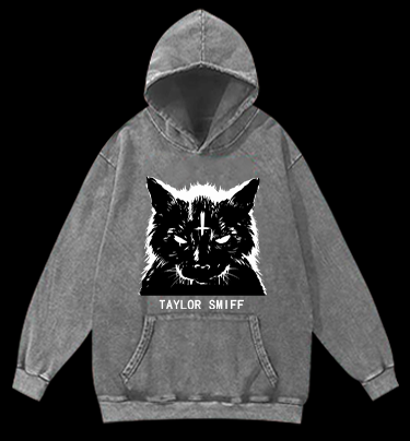 Dark - eyed Cat Vintage Washed 100% Cotton Hoodie