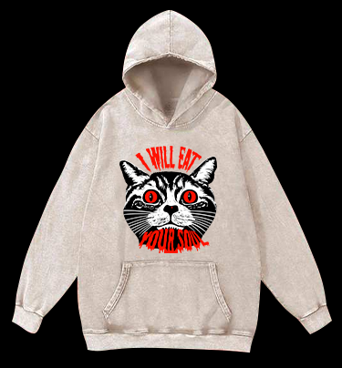 Soul Eater Cat Vintage Washed 100% Cotton Hoodie