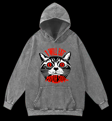 Soul Eater Cat Vintage Washed 100% Cotton Hoodie