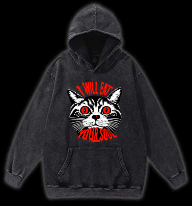 Soul Eater Cat Vintage Washed 100% Cotton Hoodie