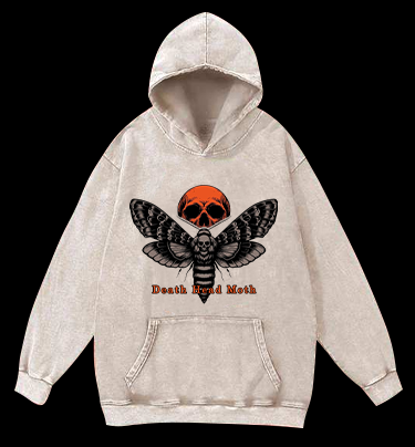 Death Head Moth Charade Vintage Washed 100% Cotton Hoodie