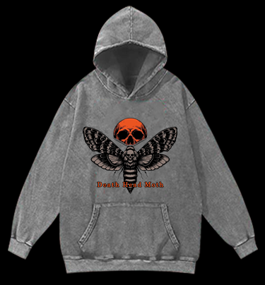 Death Head Moth Charade Vintage Washed 100% Cotton Hoodie