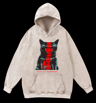 Split Cat Syndrome Vintage Washed 100% Cotton Hoodie