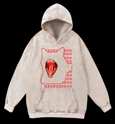 Meowgeddon Cat Vintage Washed 100% Cotton Hoodie