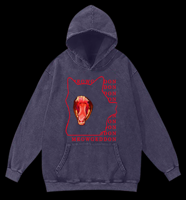 Meowgeddon Cat Vintage Washed 100% Cotton Hoodie