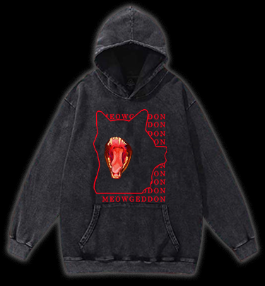 Meowgeddon Cat Vintage Washed 100% Cotton Hoodie