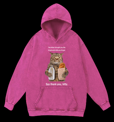 Thank you kitty Cat Vintage Washed 100% Cotton Hoodie