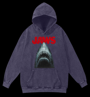 JAWS Shark Vintage Washed 100% Cotton Hoodie