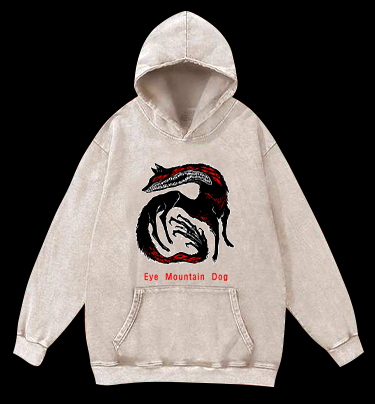 Eye Mountain Dog Vintage Washed 100% Cotton Hoodie