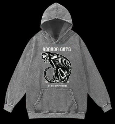 HORROR CATS Vintage Washed 100% Cotton Hoodie