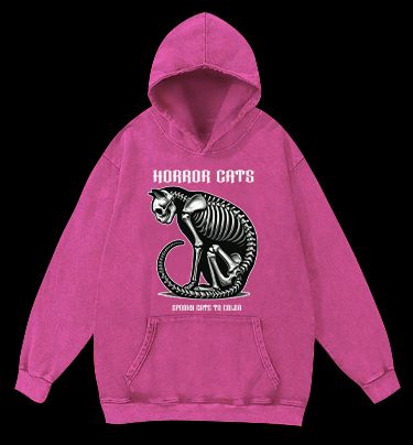 HORROR CATS Vintage Washed 100% Cotton Hoodie