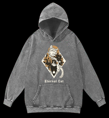 Eternal Cat Vintage Washed 100% Cotton Hoodie