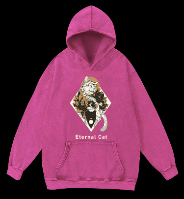 Eternal Cat Vintage Washed 100% Cotton Hoodie