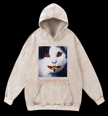 The Silence Of The Mice Cat Vintage Washed 100% Cotton Hoodie