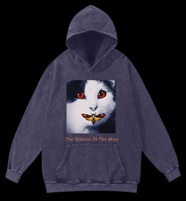 The Silence Of The Mice Cat Vintage Washed 100% Cotton Hoodie