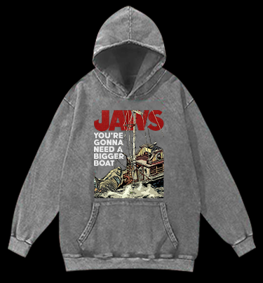 JAWS Shark Vintage Washed 100% Cotton Hoodie