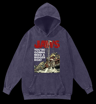 JAWS Shark Vintage Washed 100% Cotton Hoodie