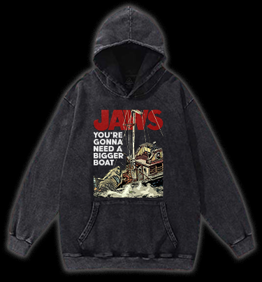 JAWS Shark Vintage Washed 100% Cotton Hoodie