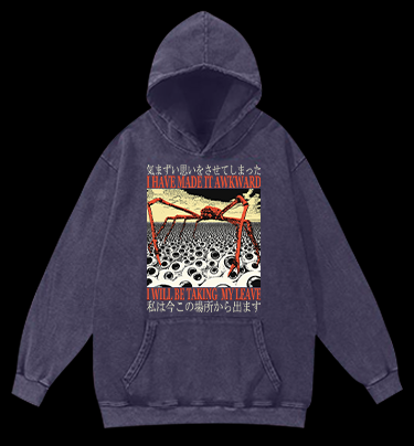 Spider WILL BE TAKING MY LEAVE Vintage Washed 100% Cotton Hoodie