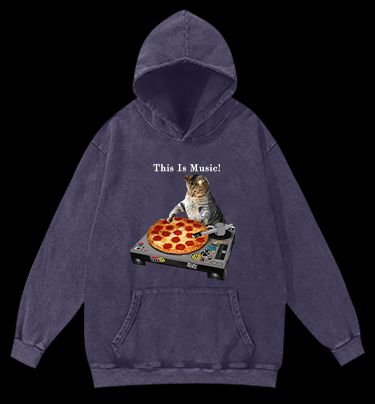 Cat's Music Vintage Washed 100% Cotton Hoodie