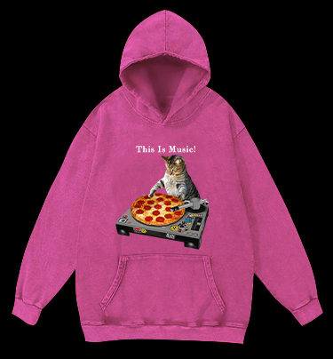 Cat's Music Vintage Washed 100% Cotton Hoodie
