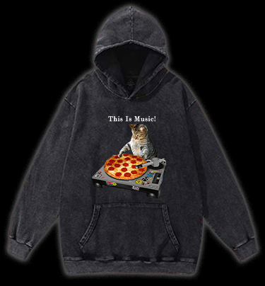Cat's Music Vintage Washed 100% Cotton Hoodie