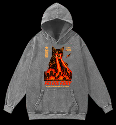 Pure Cat Rampage Vintage Washed 100% Cotton Hoodie