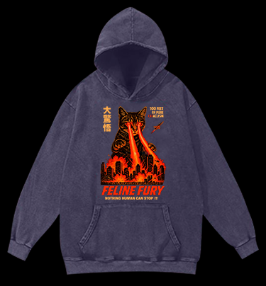 Pure Cat Rampage Vintage Washed 100% Cotton Hoodie