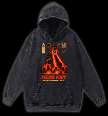 Pure Cat Rampage Vintage Washed 100% Cotton Hoodie