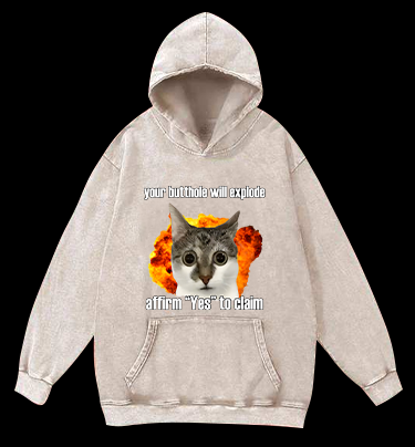 Boom Cat Vintage Washed 100% Cotton Hoodie