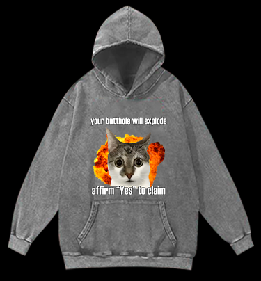 Boom Cat Vintage Washed 100% Cotton Hoodie